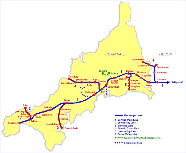 Cornwall Rail Map