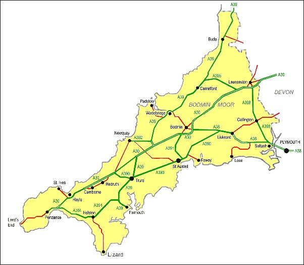 Cornwall Road Map